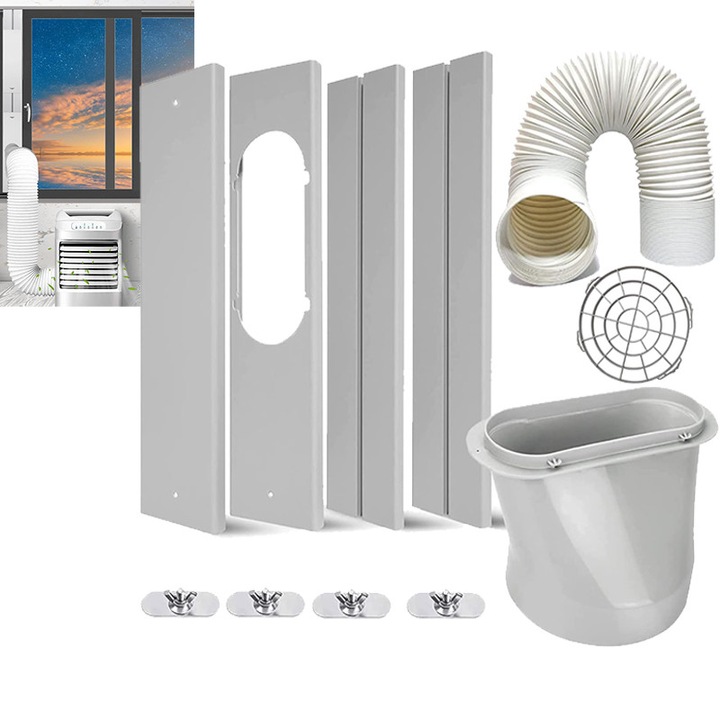 kituri de etansare pentru aer conditionat portabil, Klenzo®, 4 panouri, panouri ajustabile, 43-160cm, PVC, pentru feronerie feronerie verticala si orizontala