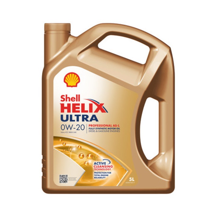 Ulei motor Shell Helix Ultra Professional 0W20, 5L, pentru motoare benzina si diesel, economisire combustibil, compatibilitate VEA