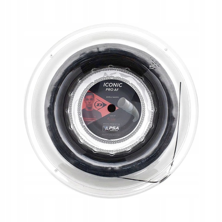 Dunlop teniszütő húrozás Iconic Pro AF 1,18 mm 200 m squash húr, fekete