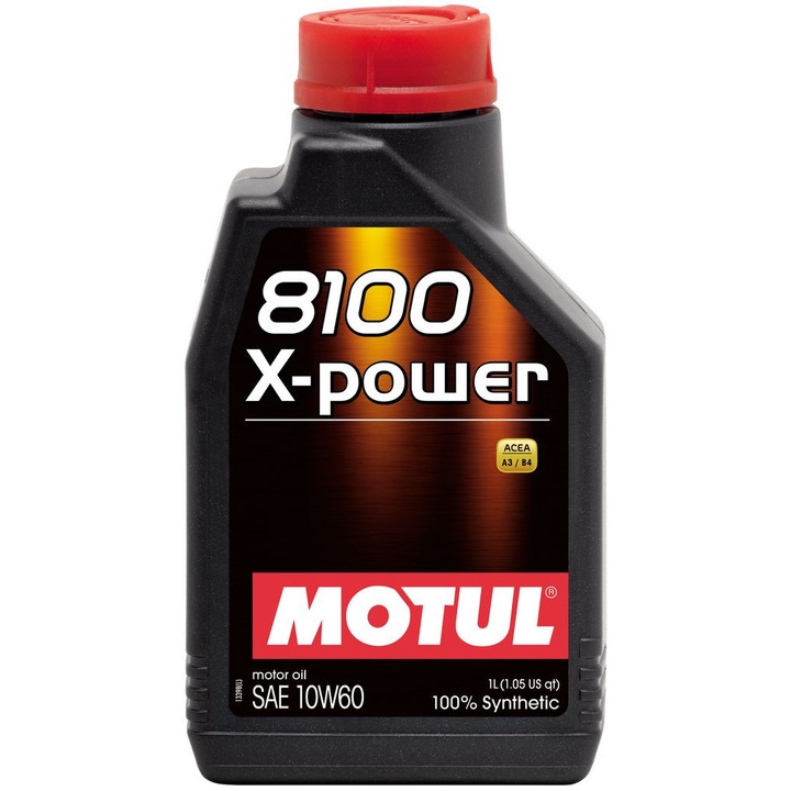 Ulei motor sintetic MOTUL 8100 X-POWER 10W60 1L, pentru motoare puternice, rezistenta la temperaturi ridicate, 1L