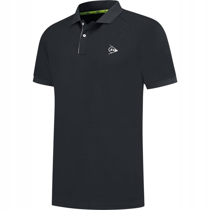 Tricou Dunlop Club, material respirabil, guler rigidizat, maneci scurte, Negru