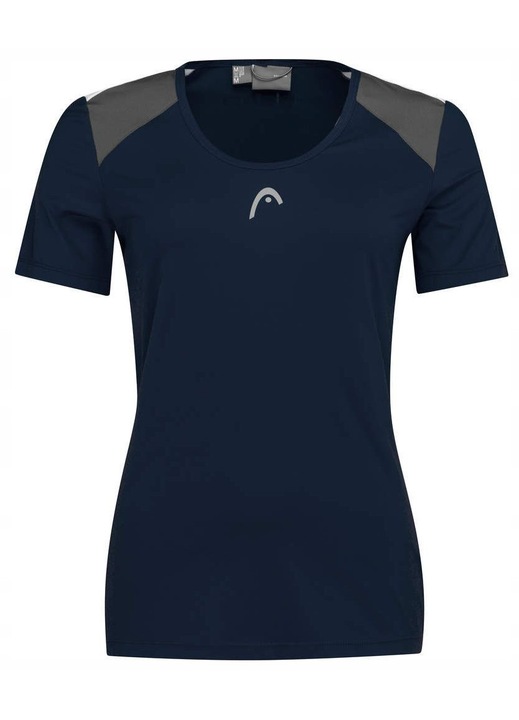 Tricou sport dama Head Club, albastru inchis, poliester, tehnologie MXM, maneci lejere