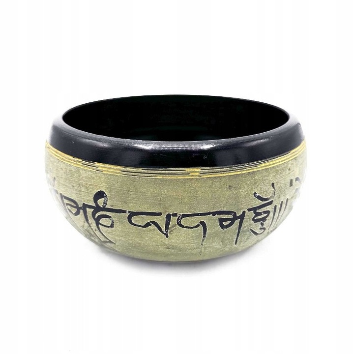 Bol cantator, Mantra celor Cinci Buddha, 16 cm, 8,5 cm, aluminiu, 1 bucata
