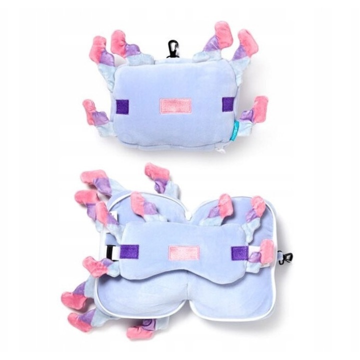 Perna de calatorie si masca pentru ochi Axolotl, 15x27x7cm, design amuzant, set