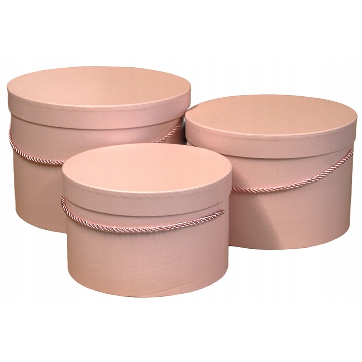 Set 3 cutii pentru flori, roz deschis, dimensiuni: 25x18cm, 23x15cm, 20x13cm