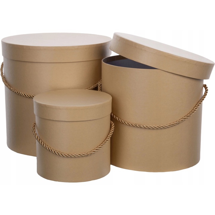 Set 3 cutii pentru flori, dimensiuni 20x20cm, 17,5x17,5cm, 12,5x12,5cm, culoare variata
