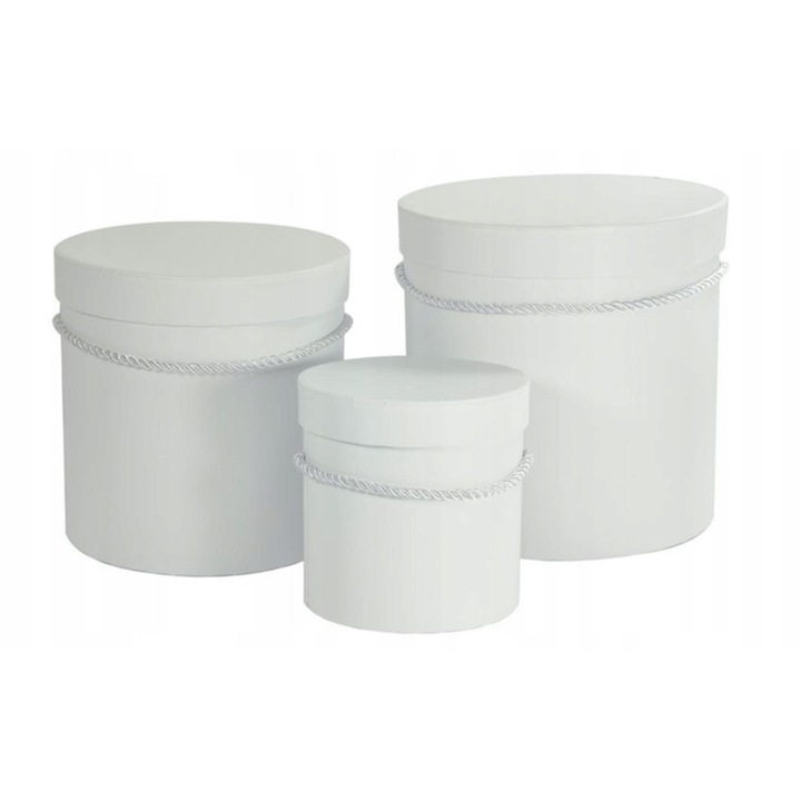 Set 3 cutii rotunde FLOWERBOX, gri, dimensiuni: 20,3x20,3cm, 17,8x17,8cm, 12,7x12,7cm