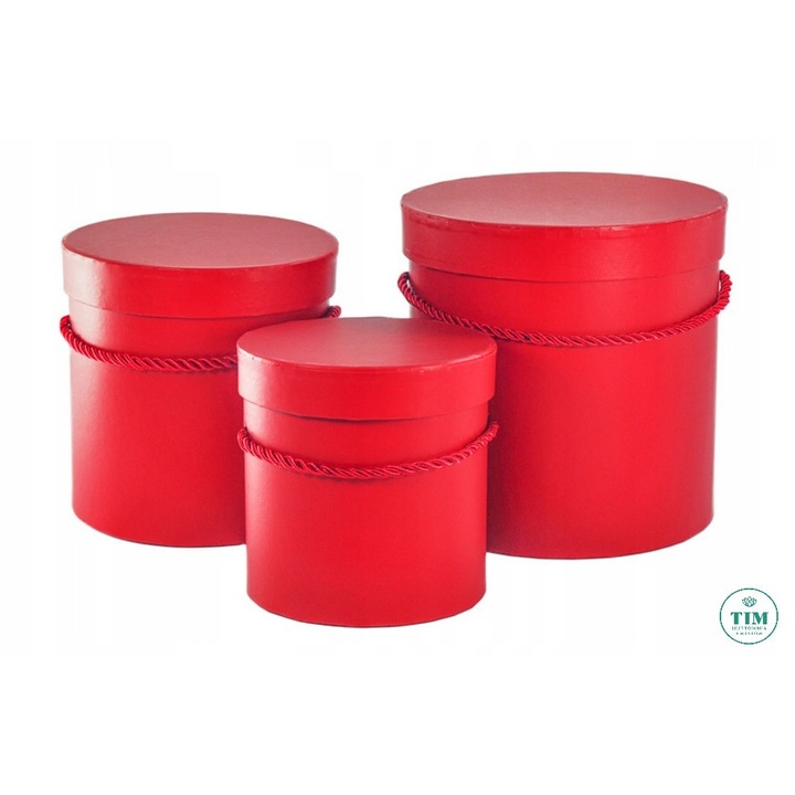 Set 3 cutii pentru flori, rosu, 20x20cm, 18x18cm, 13x13cm