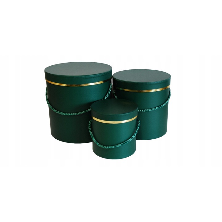 Set 3 cutii pentru flori, Pudelko, verde, galben, auriu