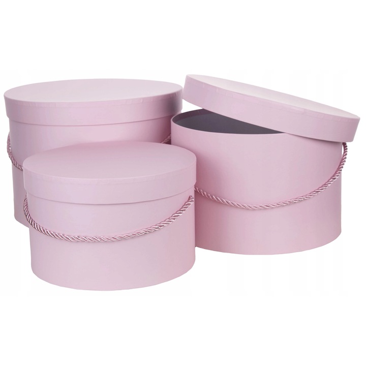 Set 3 cutii pentru flori, roz, dimensiuni 25x17,5cm, 22,5x15cm, 20x12,5cm
