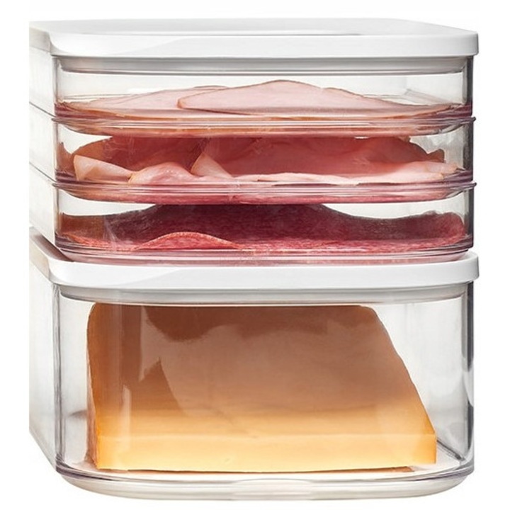 2 db Modula élelmiszertároló doboz készlet, Mepal, átlátszó, 1.65L és 2L, fehér, 22.4x16x8.6cm
