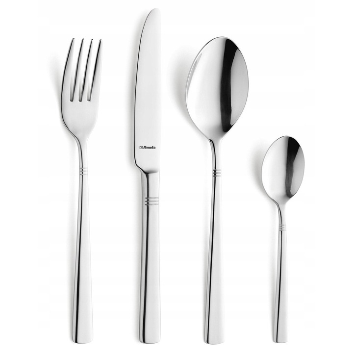 Set tacamuri Amefa Dakota 400 piese pentru 100 persoane, din otel inoxidabil fara nichel, design minimalist