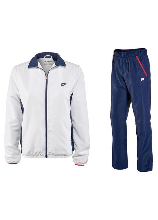 Trening sportiv Lotto Piper, alb/denim, material 100% poliester, pentru tenis si fitness, set bluza si pantaloni, S INTL