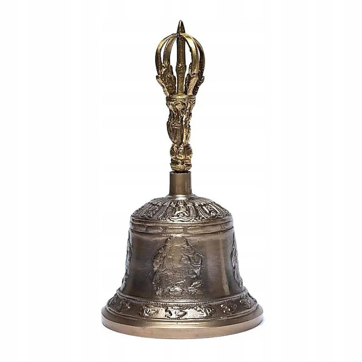 Dzwon mosiezny cu Ganesha si Om, 11x21cm, set decorativ