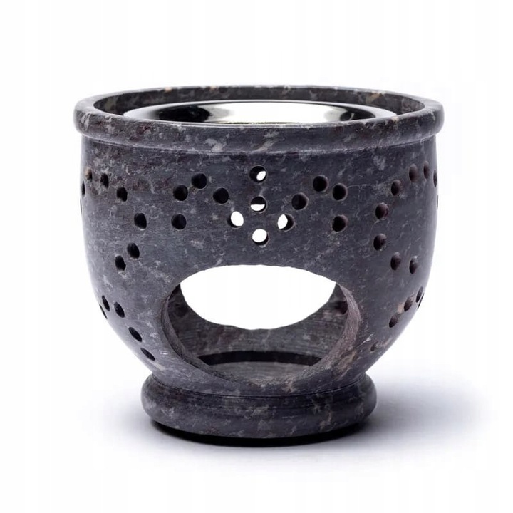 Lampa aromaterapie set, Yogi & Yogini, steatyt, 9cm, gri