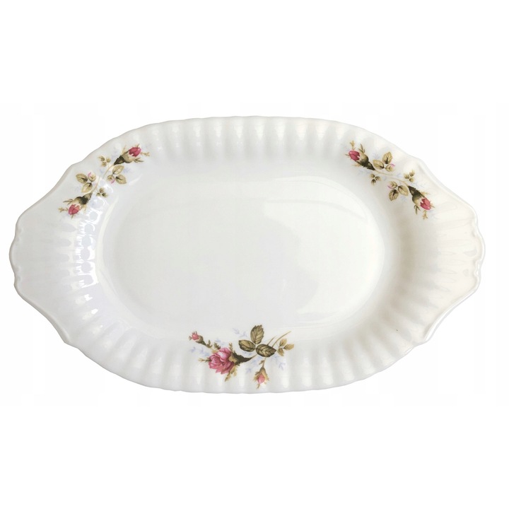 Platou oval 28cm, Chodziez Iwona B026, portelan alb, rezistent la masina de spalat vase si cuptor cu microunde