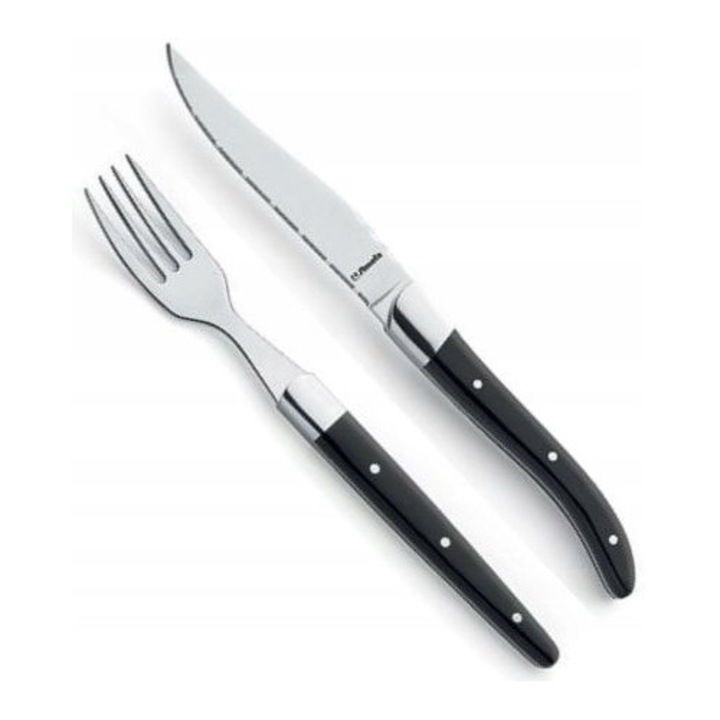 Evőeszközkészlet Amefa Royal Steak, 1 x kés 22,5 cm, 6 x villa 20,8 cm, rozsdamentes acél, fekete