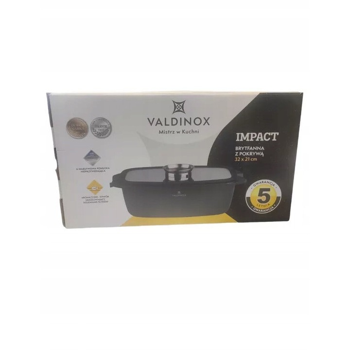 Тенджера Valdinox Impact с капак, 5,7L, алуминий, черна, 40x22,5x15см