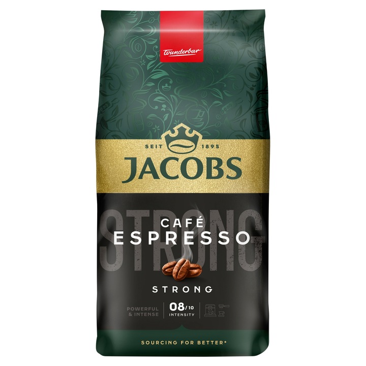Cafea boabe Jacobs Espresso, 1000g, Arabica si Robusta, intensitate 5/6, Germania