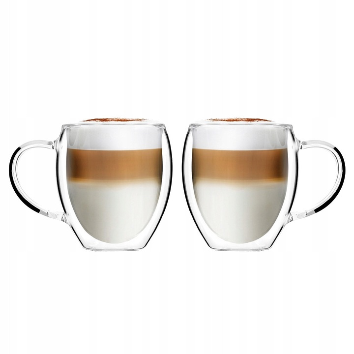 Set 2 pahare termice Noa, Vialli Design, 250 ml, sticla boro-silicat, izolatie dubla, 9,5x12x7,5cm