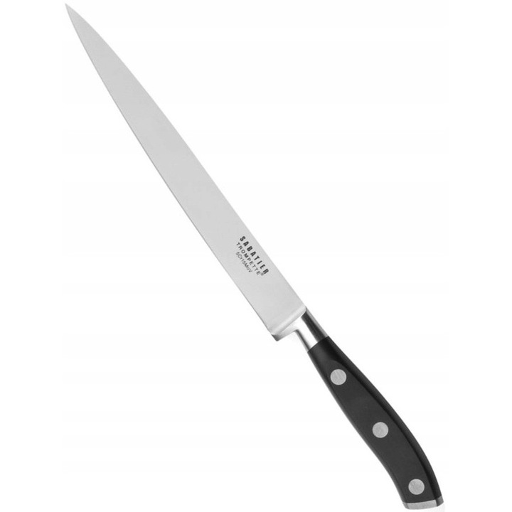 Amefa Sabatier Trompette Vulcano filézőkés, rugalmas 50CrMoV15 acél penge, szegecselt POM nyél, fekete/rozsdamentes acél, 18 cm, 1 db