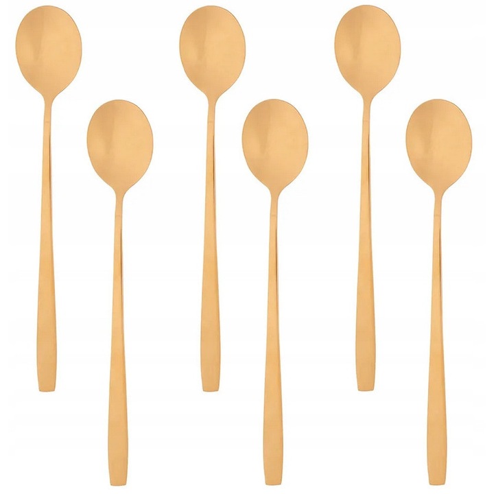 Oro 6 darabos arany teáskanál készlet latte kávéhoz, desszertekhez, koktélokhoz, 21cm, 18/0 rozsdamentes acél