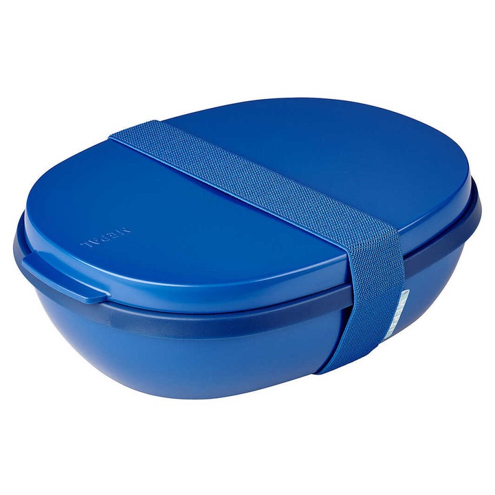 Mepal Ellipse Duo ételtartó doboz, 1425 ml, kék, 3 részes, mikrohullámú sütőben használható