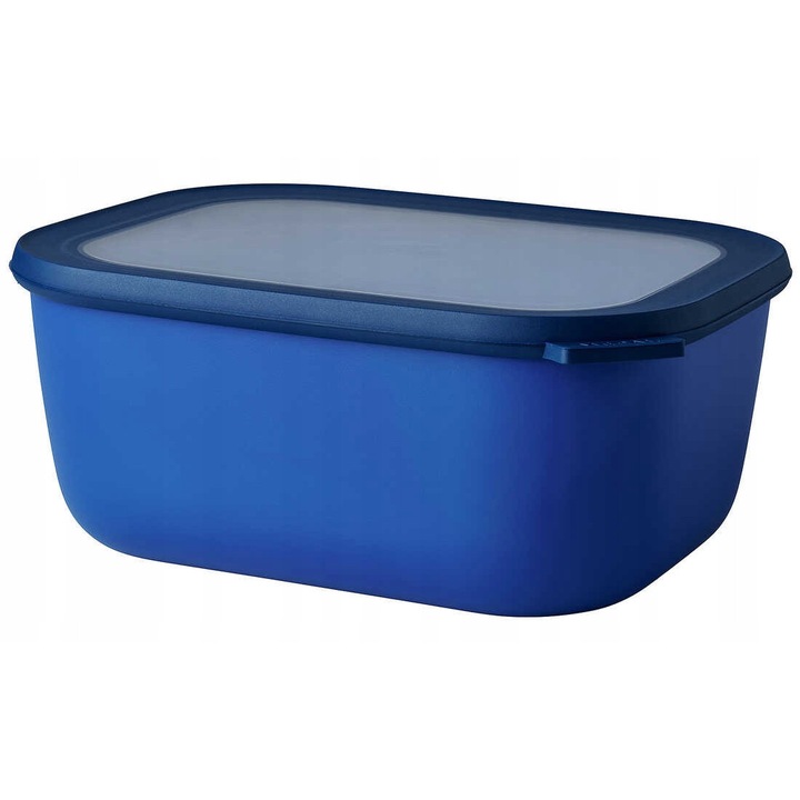 Mepal Cirqula téglalap alakú tál 3000 ml, Vivid Blue, 19.8x24.9x10.4cm, tetővel, BPA-mentes