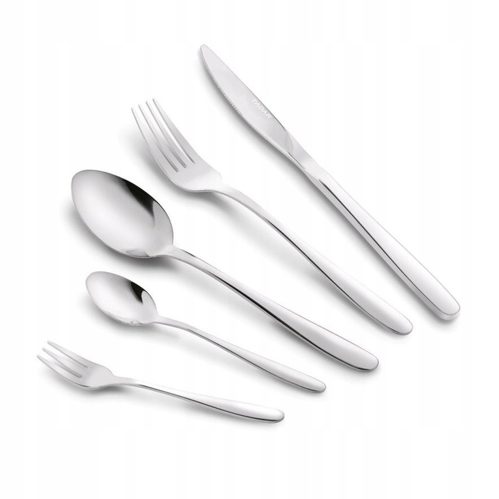 Set tacamuri 30 piese Tadar Leros pentru 6 persoane, inox, argintiu, usor de curatat