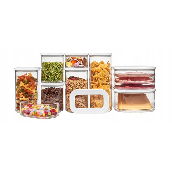 Set 9 cutii alimentare Mepal Modula, alb, 2000ml-425ml, materiale plastice