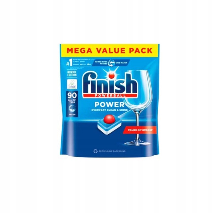 Finish mosogatógép tabletta, 90 tabletta, Powerball technológia, vízkő elleni védelem, többszínű