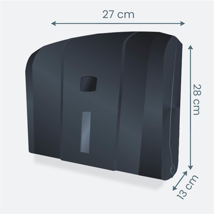 Dozator pentru prosoape tip V, LUNA, ABS, negru, 27x13x27cm