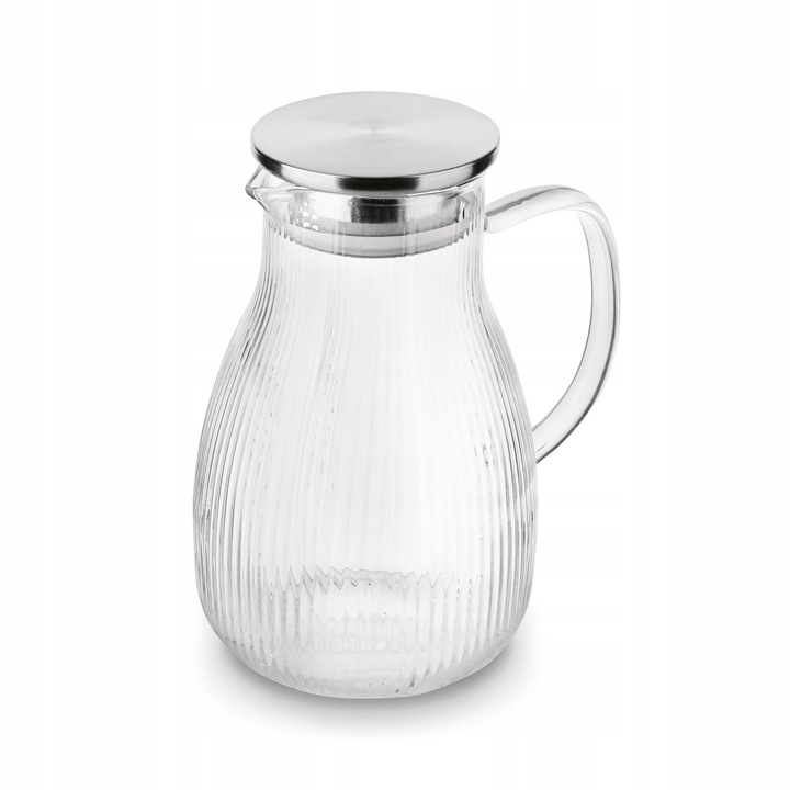 Carafa din sticla cu capac Nino, 1,6 l, borosilicat, pentru bauturi calde si reci, 21,5x16,5x13cm