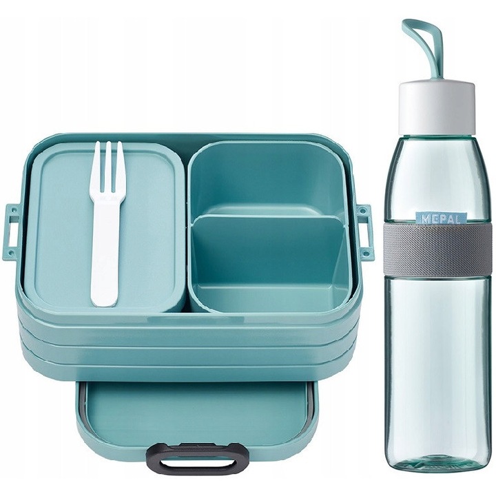 Mepal Take a Break Bento midi ételtartó doboz, 900ml, Nordic zöld, 18.5x12x6.5cm, két edénnyel