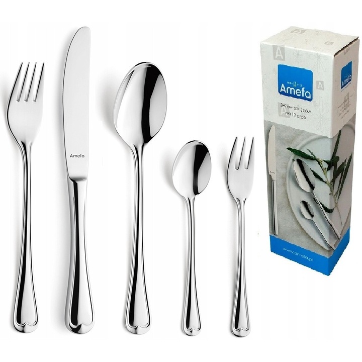 Set tacamuri Amefa Elegance, 60 piese, inox, 12 persoane, finisaj lucios