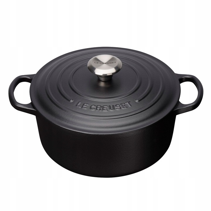 Tigaie Le Creuset, 24 cm, fonta emailata, capacitate 4.2 L, negru mat