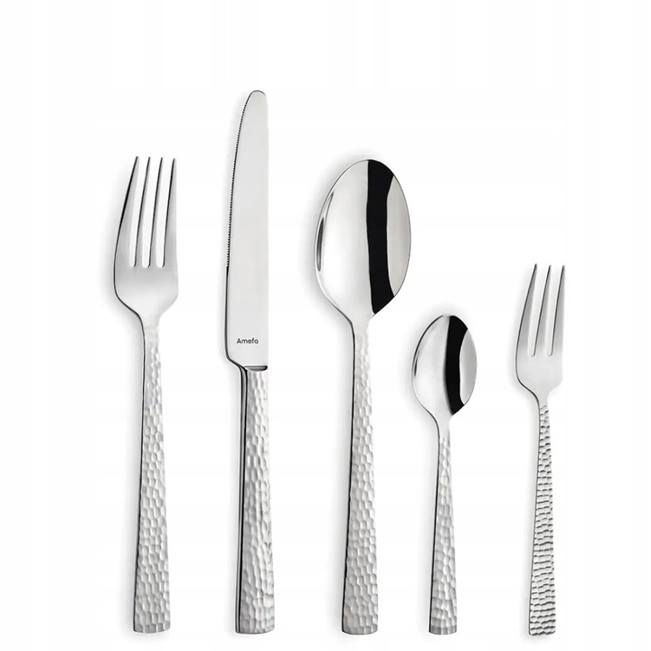 Set tacamuri Amefa Felicity, 30 elemente, inox, finisaj mlotkuit, pentru 6 persoane