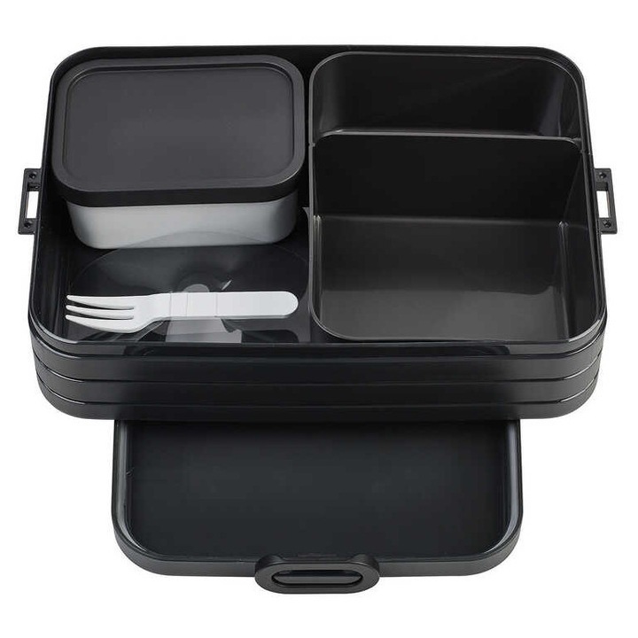 Кутия за храна Mepal Take a Break Bento, черна, 1500 мл, 25.5x17x6.5 см, с 2 отделения