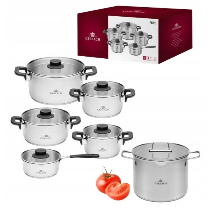 Set oale Gerlach Ambiente Plus 10 piese, inox 18/10, 7L, cu capac