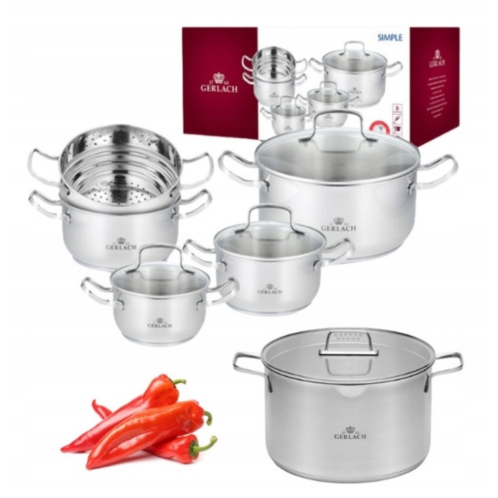 Set oale si cratite Gerlach 9 piese + oala Ambiente 10 l