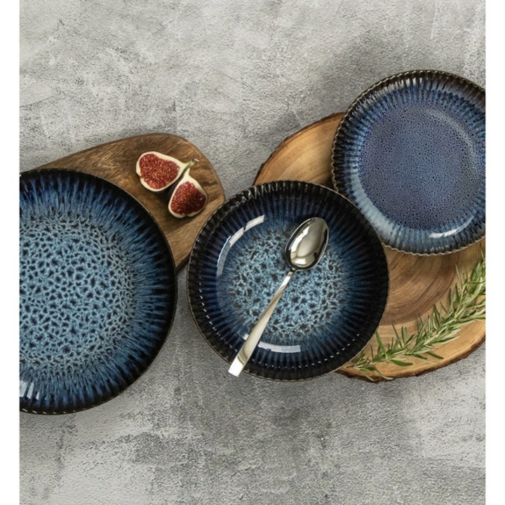 Étkészlet, 18 részes, Cosmos, kék/gránát árnyalatok, 6 személyes