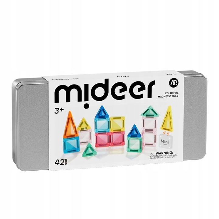 Mideer építőjáték készlet, mágneses kockák, 42 elem, fém, 15x10x2cm