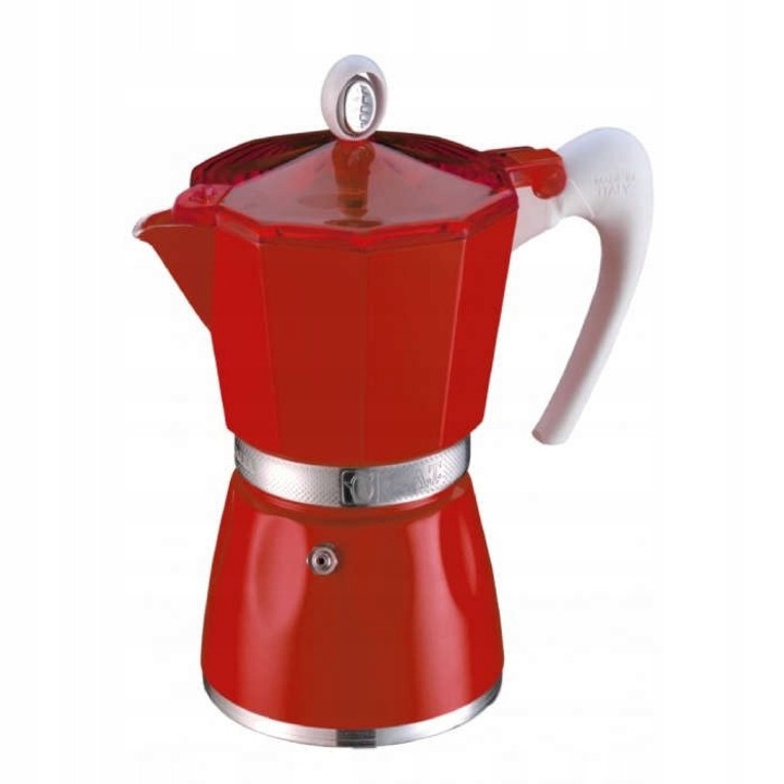 Espressor pentru aragaz, G.A.T. Lady Bella, aluminiu, rosu