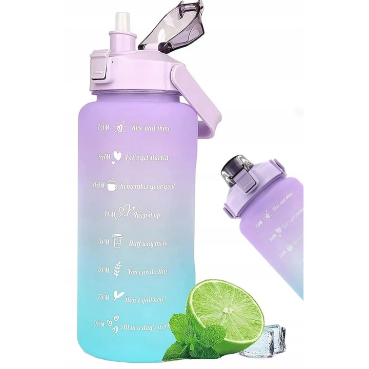 Bidon cu masura 2L, ombre albastru-violet, pentru sala si birou