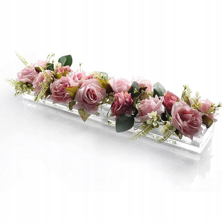 Vaza decorativa rectangulara din acril transparent, 46x14cm, set de 1 buc.
