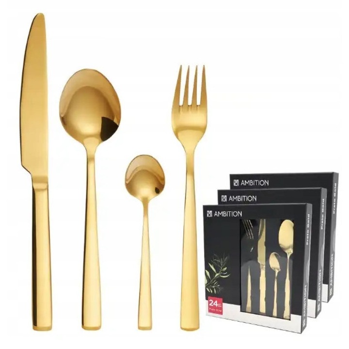 Prato evőeszközkészlet, 72 darab, 18 személyes, rozsdamentes acél, arany
