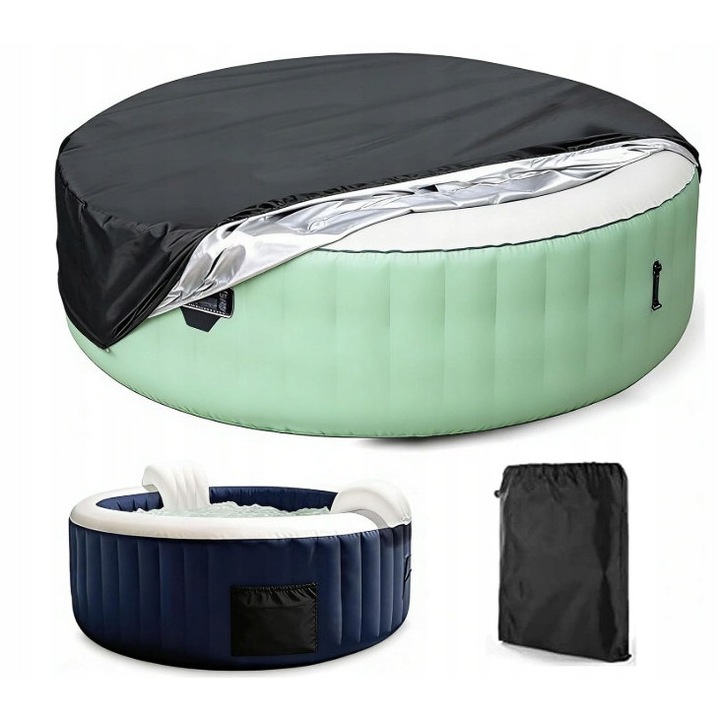 Husa pentru jacuzzi, 215x70x7cm, neagra, rezistenta la apa si UV, protectie impotriva vantului