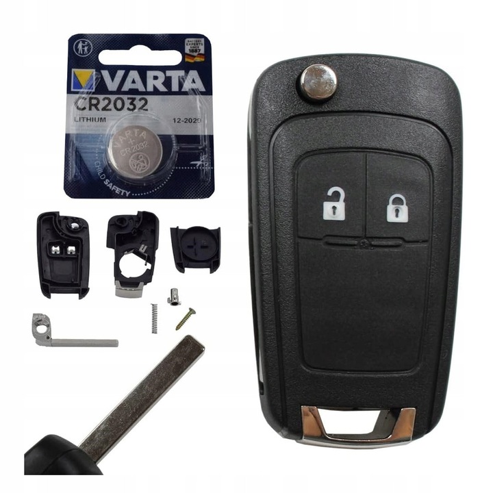 Carcasa cheie auto set, 2 butoane, cu grot si baterie, compatibil cu Opel