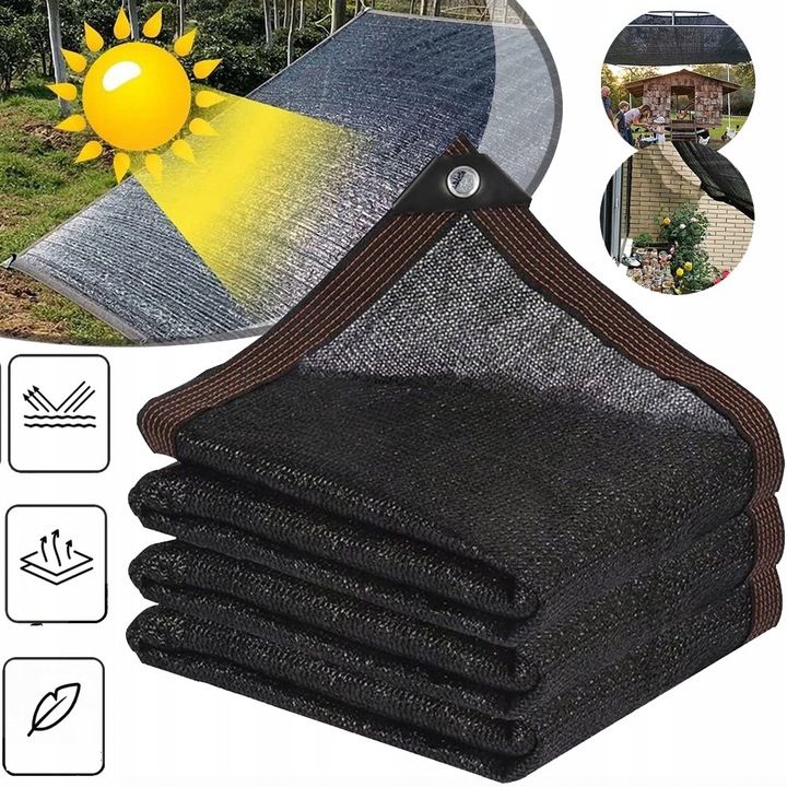 Plasa de umbrire 3x6m, polietilena, 60%-70% umbrire, neagra