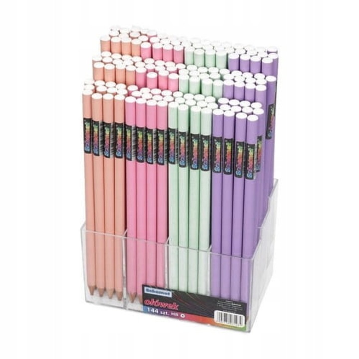 Creion pastelat HB, Schemat, ergonomic, din lemn, set 144 bucati